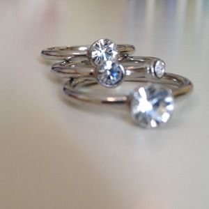 Stackable Silver and Diamond Rings