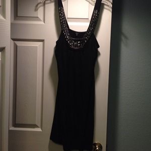 Black embellished long top