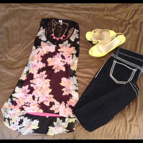Open back High-low floral tunic