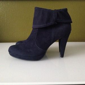 Navy heeled booties