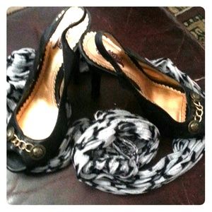 HALE BOB Black Slingback Peep-toe