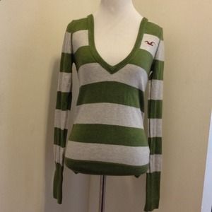 Hollister V-Neck Pullover Striped Sweater