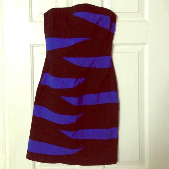Love Culture blue and black fitted tube dress