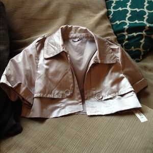 Posh Satin Shrug Crop Jacket in Silver