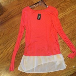 Coral shirt with chiffon bottom