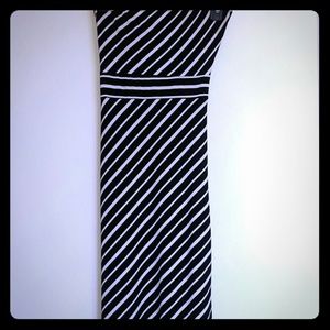 Black n White striped Strapless Dress