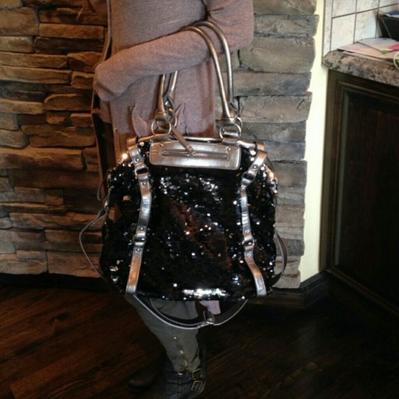 Black sequin handbag