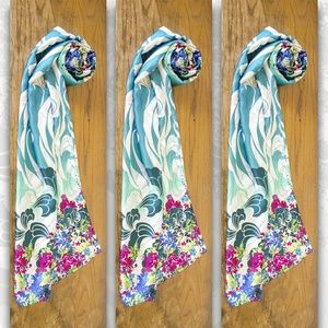 Spring floral boho Japanese print scarf Silk scarf