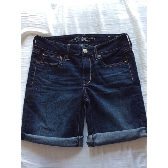 Dark Wash America Eagle Bermuda Shorts