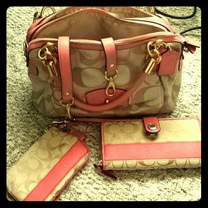 authentic coach purse, wallet, and wristlet