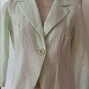 Green and white casual jacket