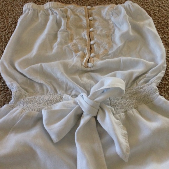 Gold embroidery white romper