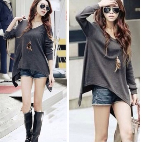 Tops - Loose Asymmetric Hem Tunic