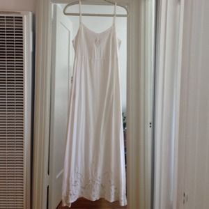 Long white vintage dress with lace cutout details