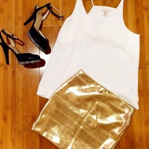 💞 HOST PICK 💕 (NWT) Gold Lamé Bandage Skirt