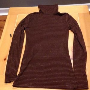 H&M brown and stripe gold sparkle turtle neck