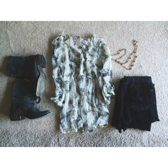 Ultra Sheer Feather Print Top