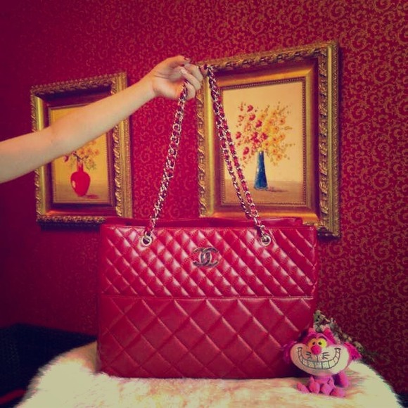 Authentic Chanel quilted shopping tote