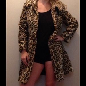 Faux leopard coat