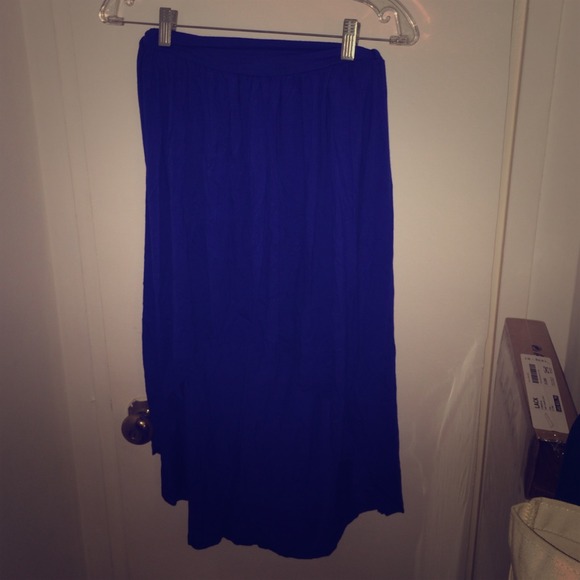 Royal blue high low skirt