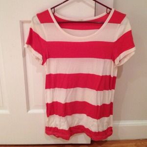 JCrew Red and White Striped Tee