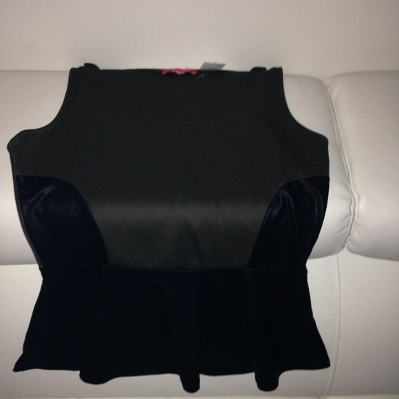 Army green and black peplum shirt