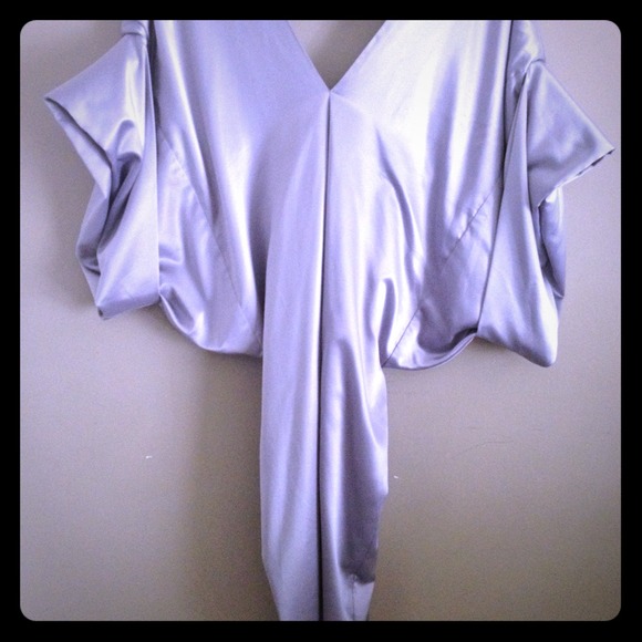 Australian designer silky silver kimono dress