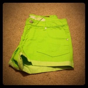Bright green express jean shorts