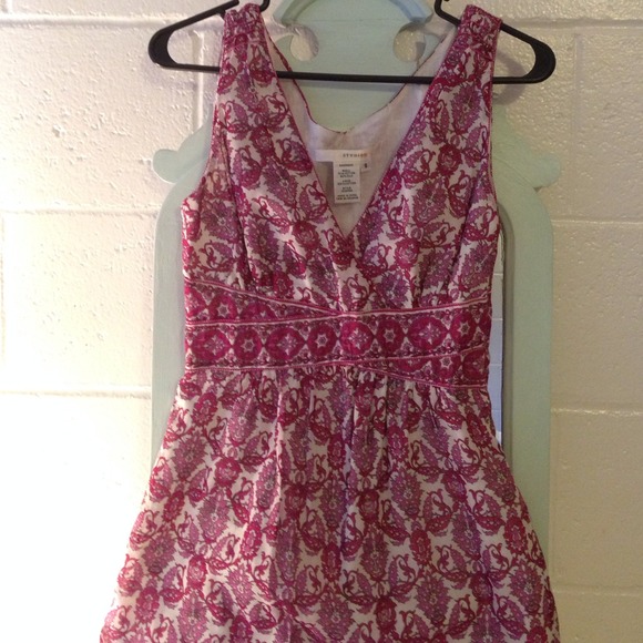 Studio M Raspberry Pink White Floral Sundress - Picture 3 of 4