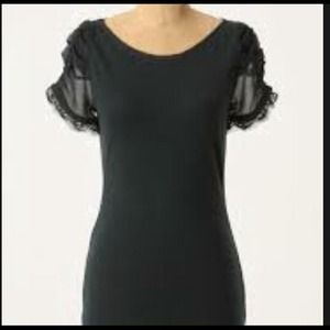 Anthropologie Black Laced Sleeve Top