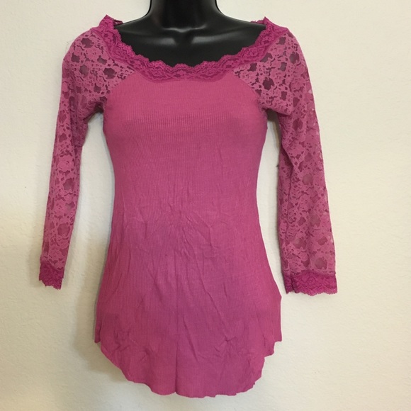 Free people long sleeve shirt with lace