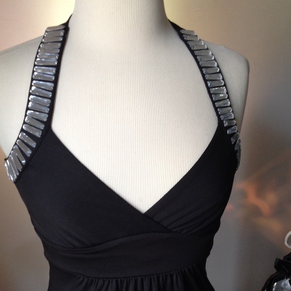 ❌Sold in Bundle Shiny Crystal Black Halter Top❌ - Picture 2 of 3