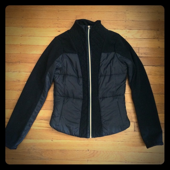 LULU LEMON JET BLACK FLEECE & NYLON JACKET
