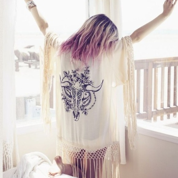 Bohemian Western Style Kimono With Fringe