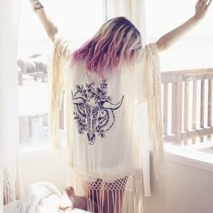 Bohemian Western Style Kimono With Fringe