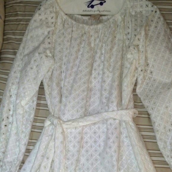 White Lace Michael Kors Dress with Waist Tie
