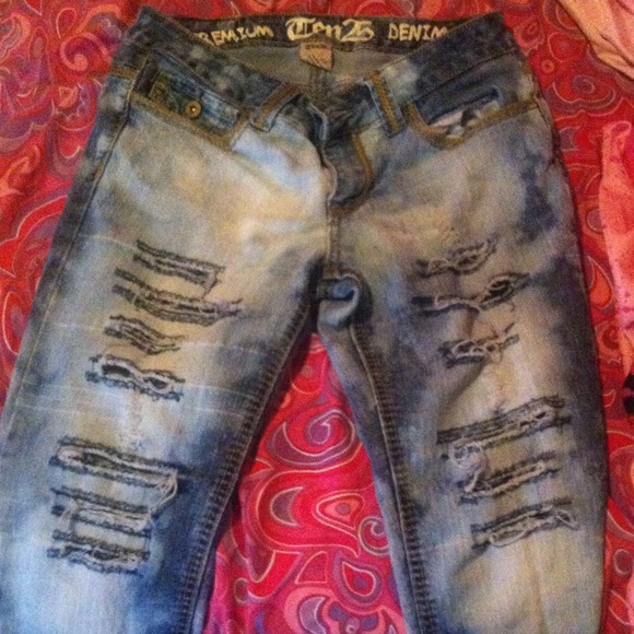 Bleached Cut Up pants