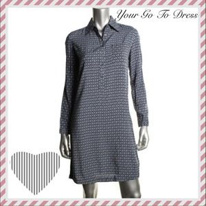 STUDIO M Blue Patterned Classic Shirt Dress!