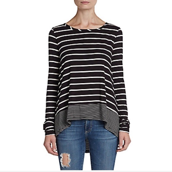 BCBGMaxAzria Tops - BCBG Striped Hi-lo tee - Size Small