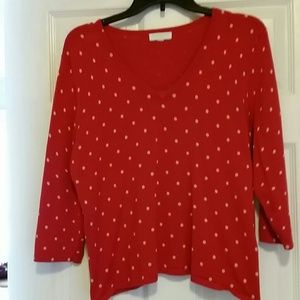 'Minnie' print, 3/4 sleeve, V neck sweater top