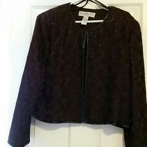 Chocolate embroidered, navy handbeaded jacket