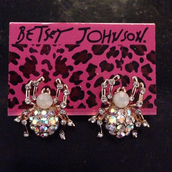 Betsy Johnson spider rhinestone earrings