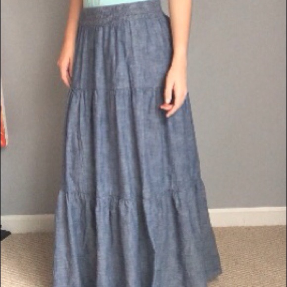 Long denim skirt
