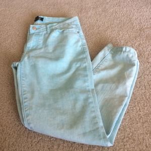 White and blue straight leg jeans