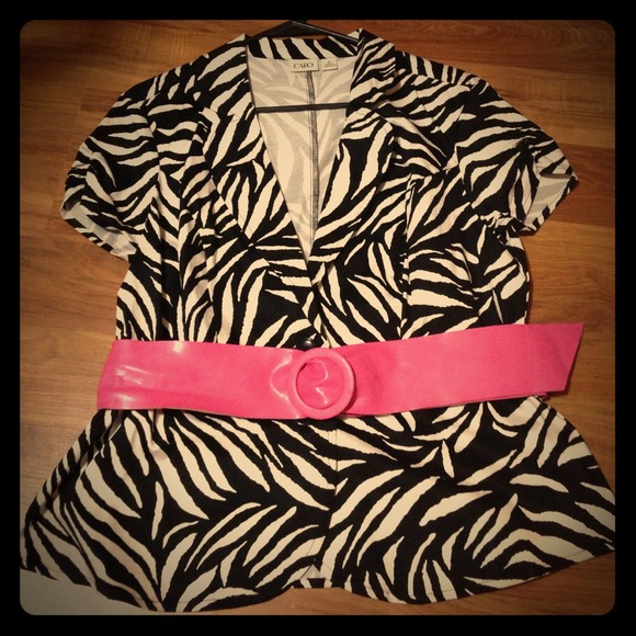 Zebra top with pink belt