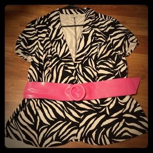 Zebra top with pink belt