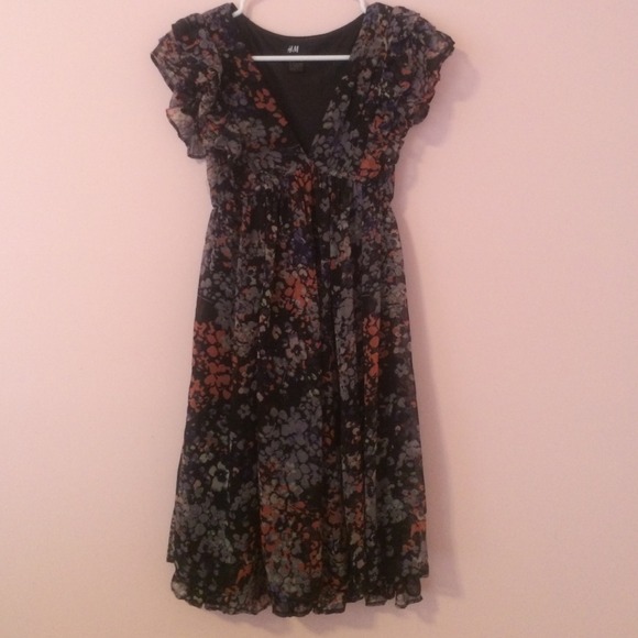 Floral printed silk dress by H&M