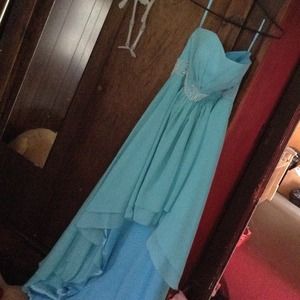 Blue/green prom dress.