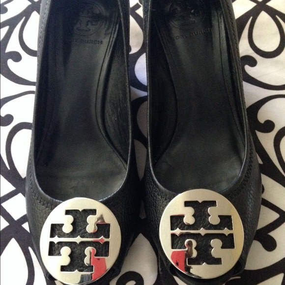 Authentic Tory Burch Wedges with Silver Emblem