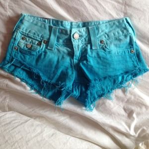 SOLD True Religion Blue Ombre Joey shorts